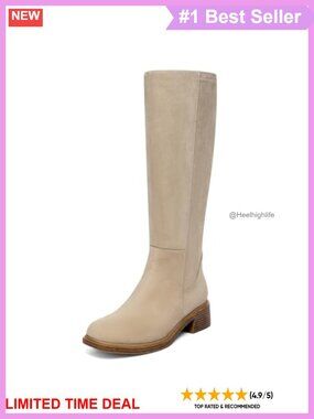 Knee High Boots Square Toe Low Heel Stretch Tall Boot